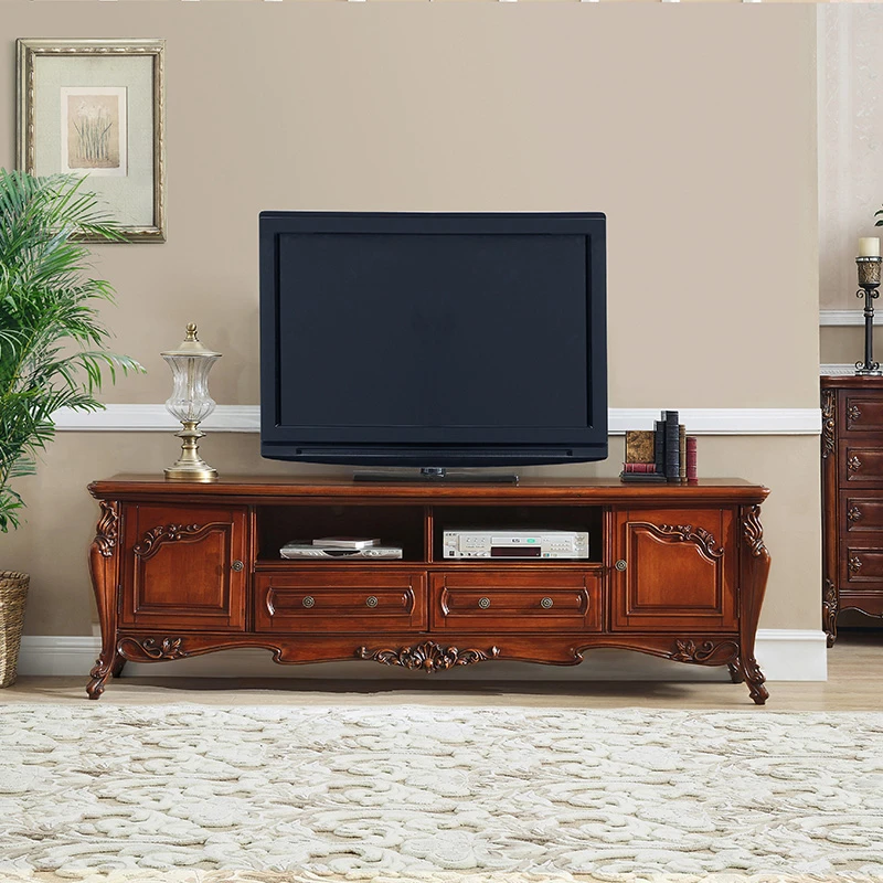 欧式电视柜组合墙客厅茶几美式实木主卧室复古地柜整装小户型家用