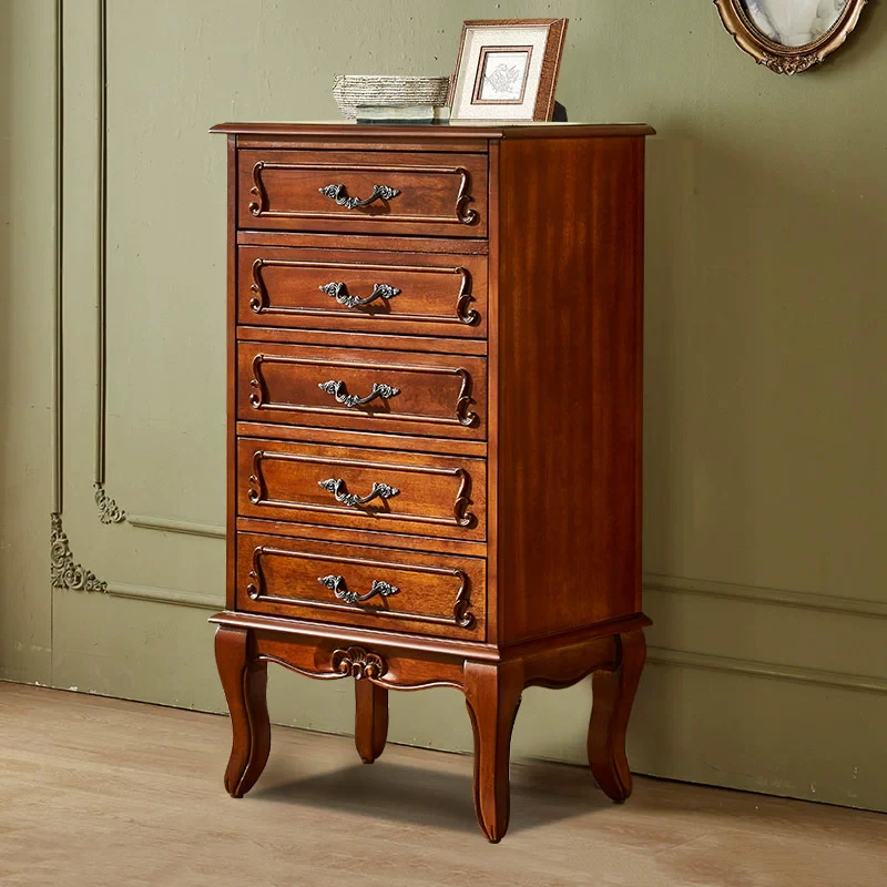 美式实木五斗柜北欧卧室储物收纳柜子轻奢靠墙客厅小五斗橱床头柜