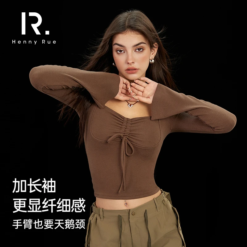 HennyRue纯欲小心机美雅碧发热衣长袖时尚短款性感修身显瘦23434