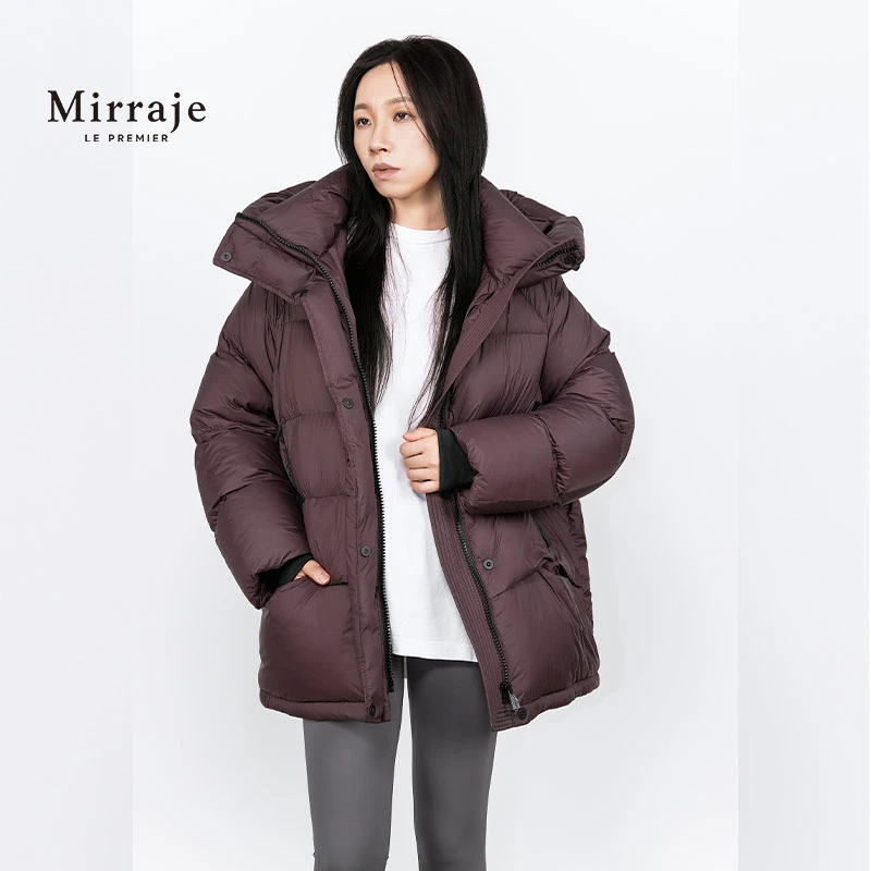 Mirraje24新款白鸭绒极寒中长款连帽加厚羽绒服宽松显瘦保暖女
