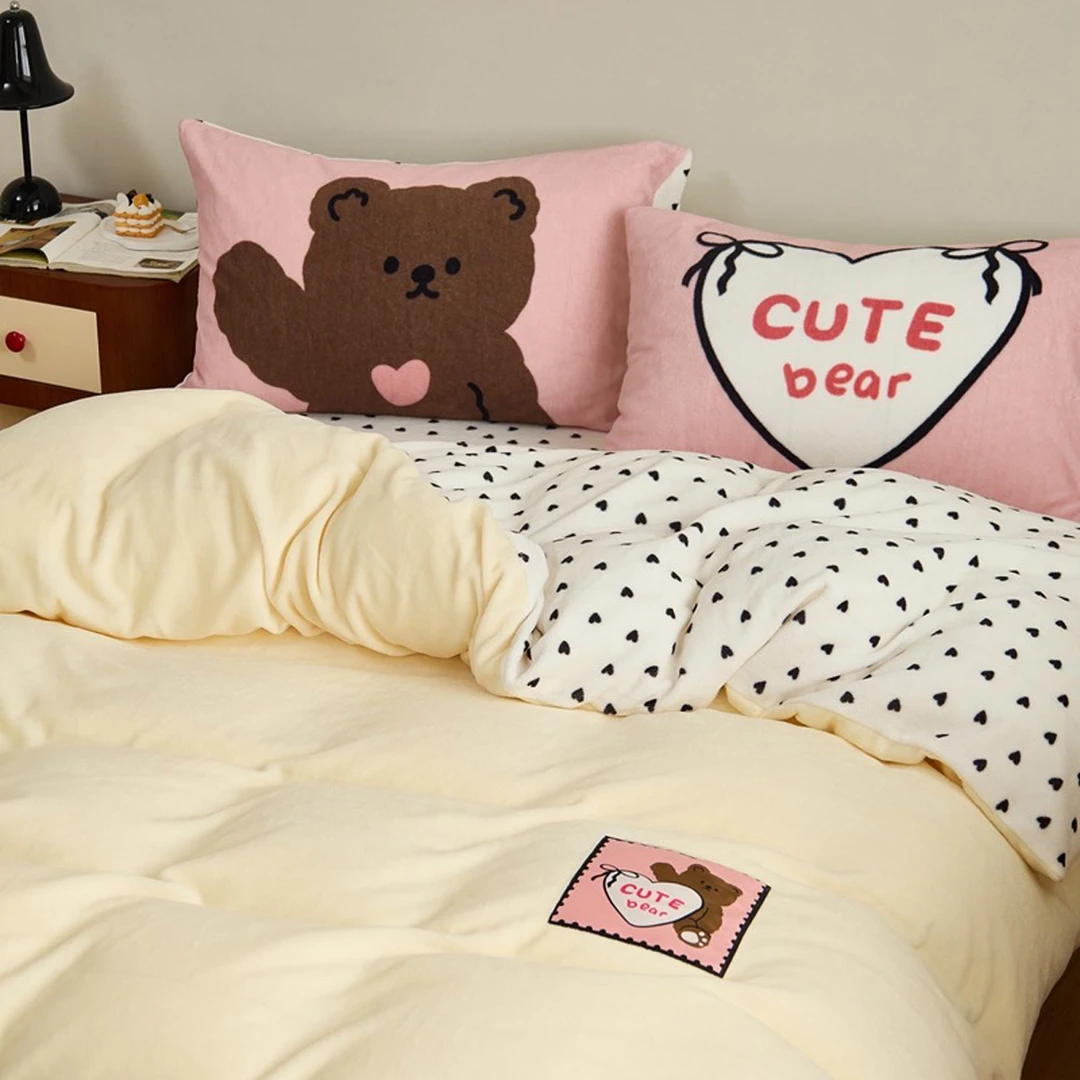 ◇秋冬款亲肤加厚牛奶绒贴标款四件套床上用品家用床单被套床品