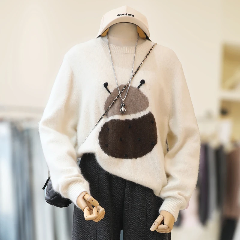 zaw大码女装胖妹妹减龄宽松提花毛衣女洋气内搭胖妹妹上衣/24630