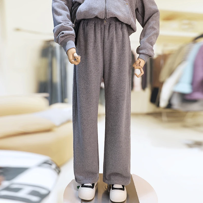 zaw大码女装高腰休闲毛呢卫裤女秋冬宽松阔腿裤子/24623