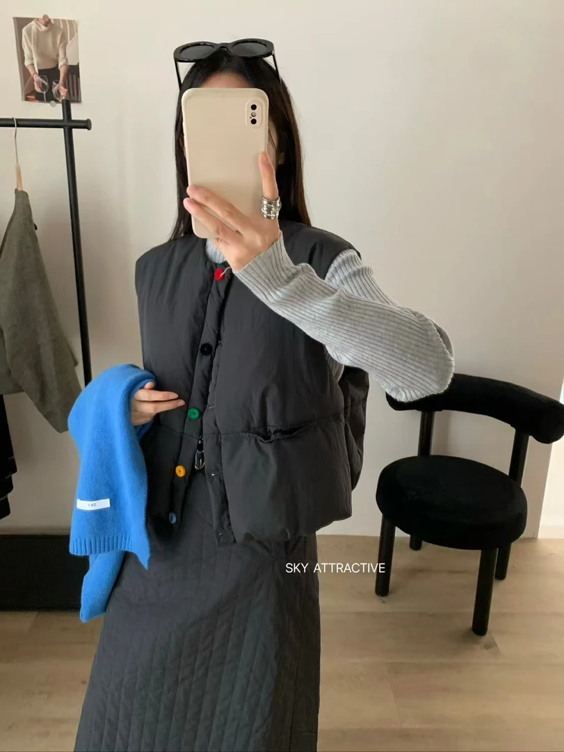 加厚糖果色棉服马甲时尚百搭保暖外套