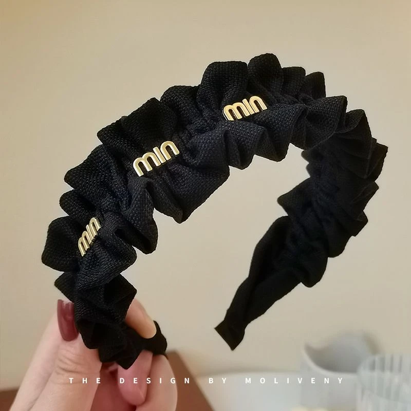 气质黑色宽边发箍女秋冬外出百搭时尚头箍发饰防滑压发发卡子头饰