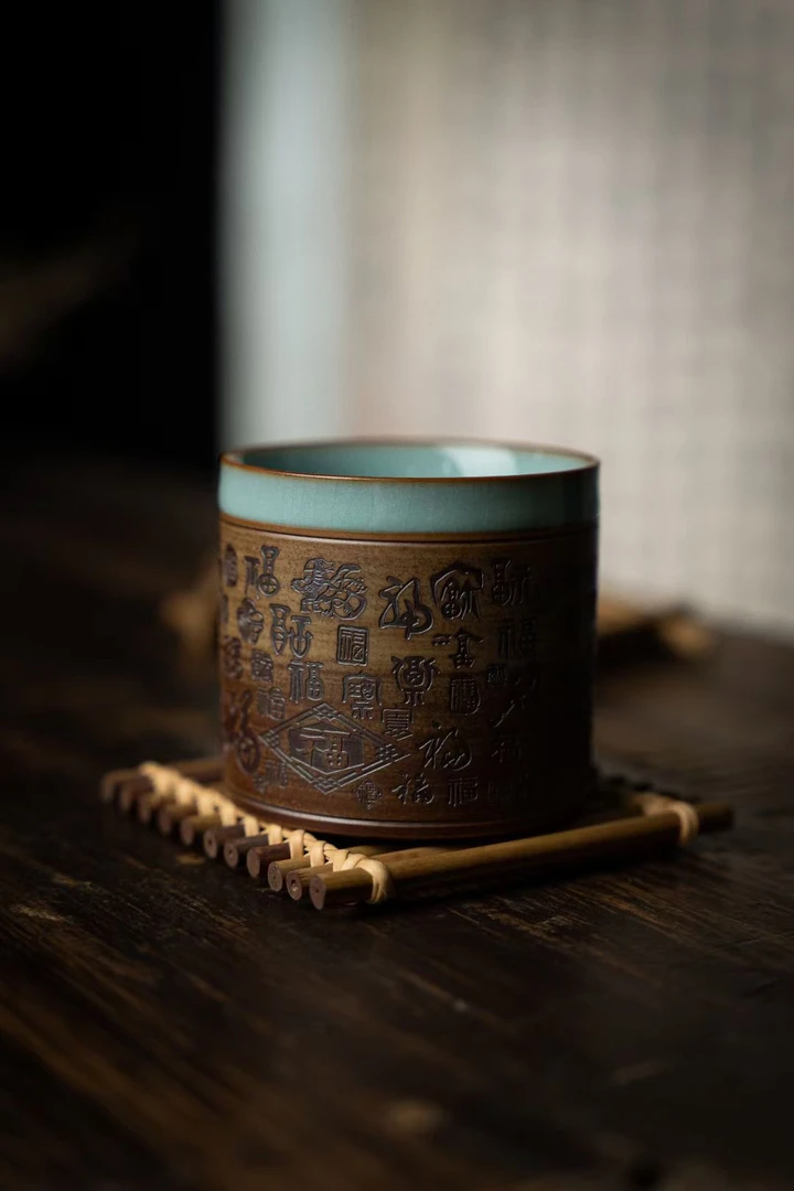 王振宇汝窑“百福杯”“心经杯”“跳刀杯”“龍杯”手拉坯大师手签款