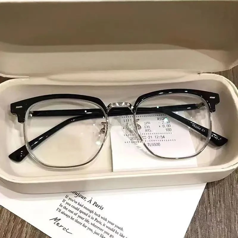 新疆包邮痞帅半框近视眼镜男斯文败类可配度数防蓝光辐射高颜值平