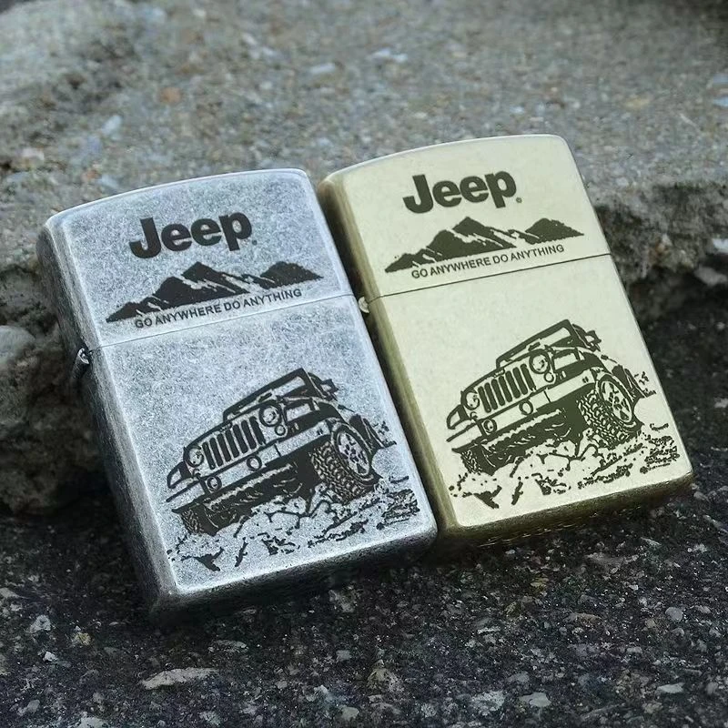 古铜煤油防风老式打火机法国首领纯铜超薄个性创意男士越野吉普车