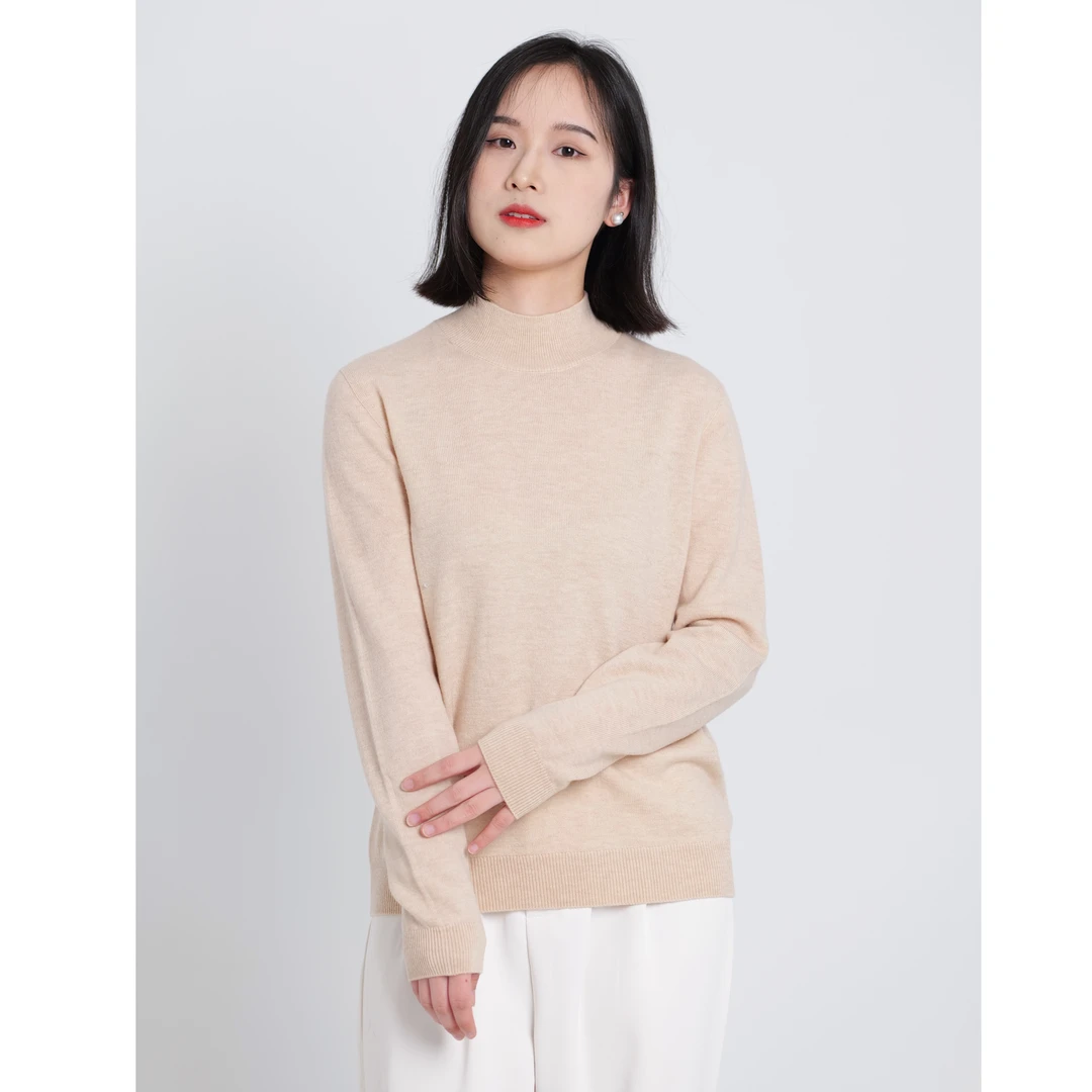 LA BULL【100%绵羊毛】女士秋冬半高领打底衫秋冬纯色百搭HN613