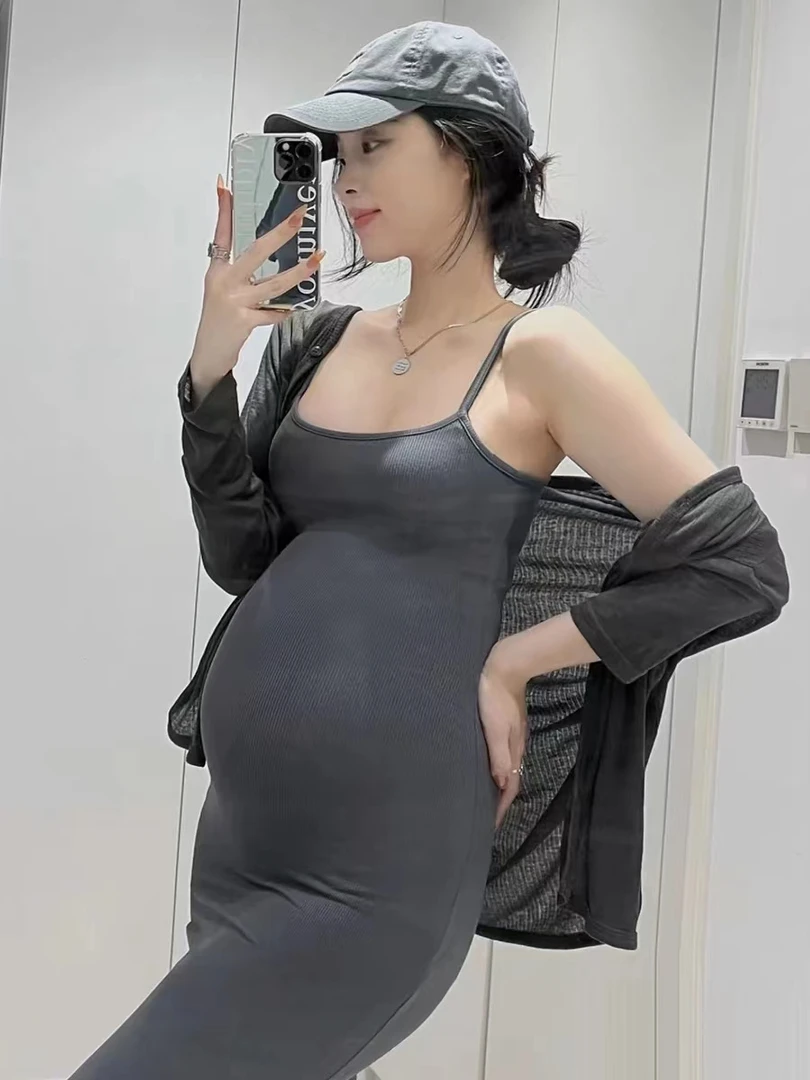 度假孕妇装春夏慵懒风套装吊带连衣裙夏季带胸垫背心鱼尾裙两件套