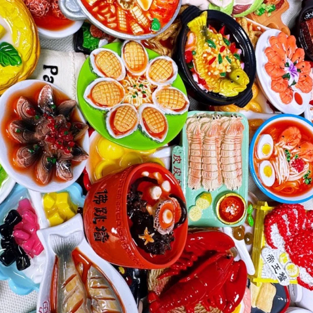 首播福利 高货树脂冰箱贴过家家微缩解压大食玩