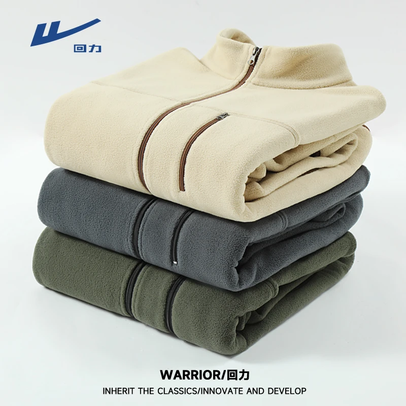 回力重磅加绒保暖外套男生秋冬季双面摇粒绒上衣青少年慵懒风夹克