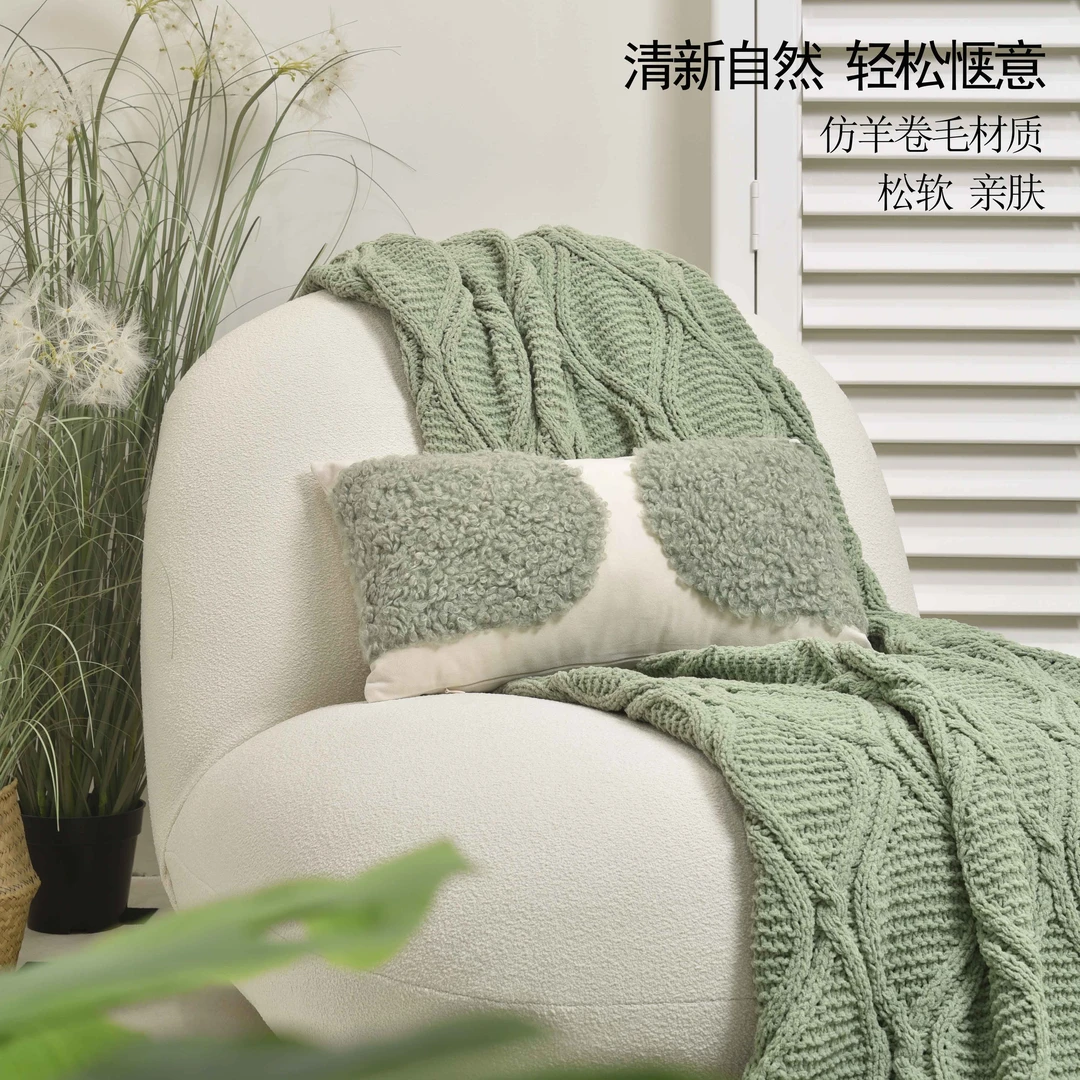 仿羊卷毛亲肤抱枕法式风格奶油风格抱枕沙发抱枕靠垫枕床头靠枕