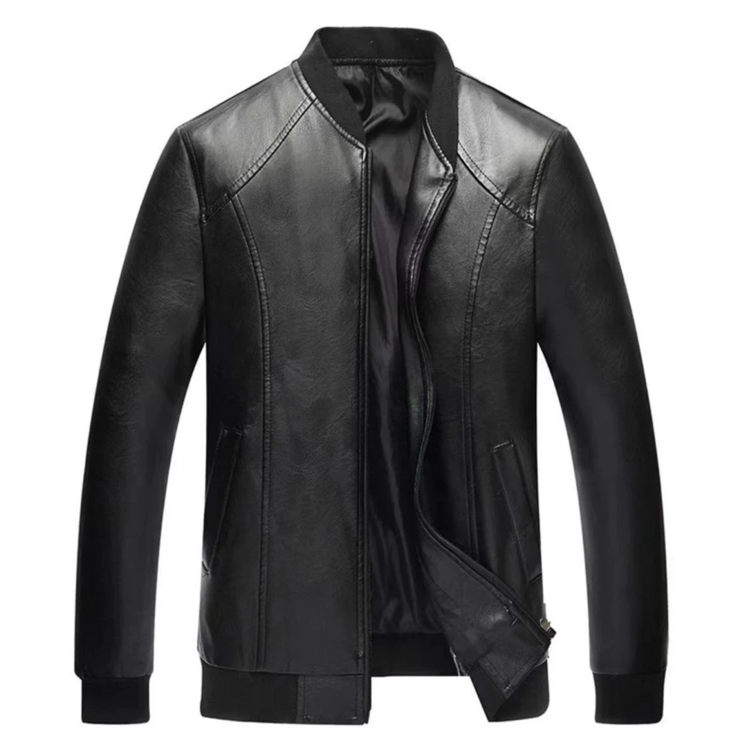 208（飞儿同款）秋季螺纹棒球领皮衣夹克