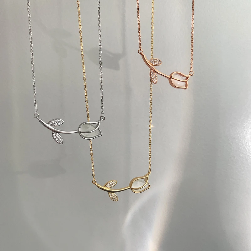 坠链均925银 520礼物郁金香项链女款项链轻奢气质高级情人节礼物