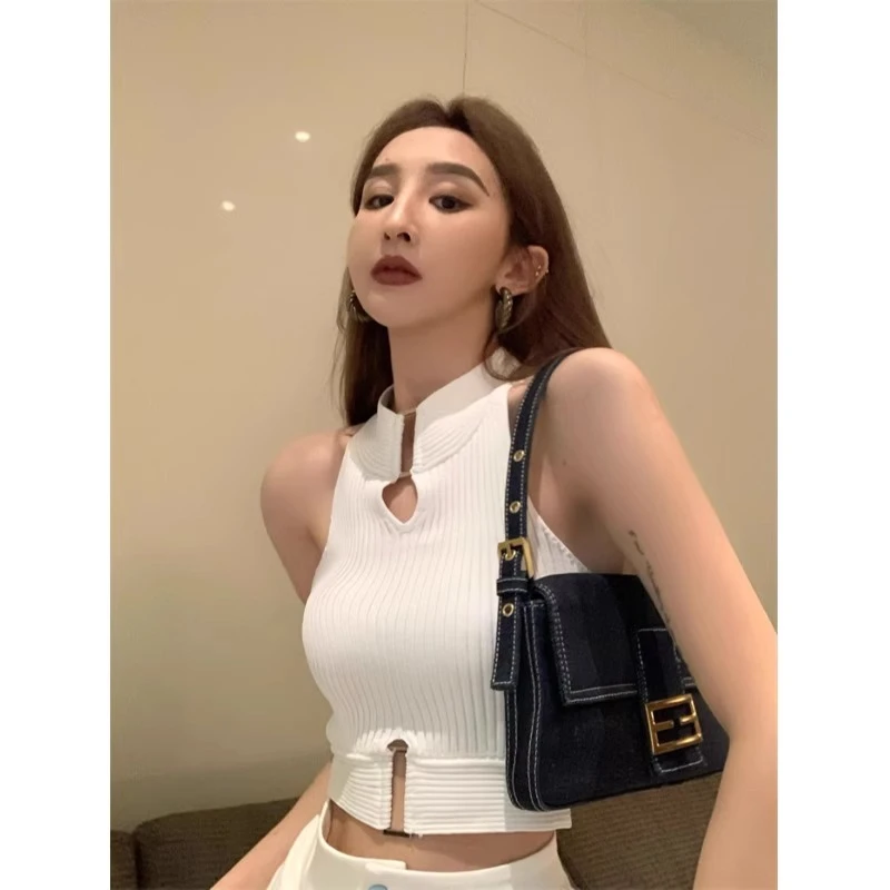 夏季新款独特小吊带背心女美背外穿打底设计感挂脖内搭小众上衣女