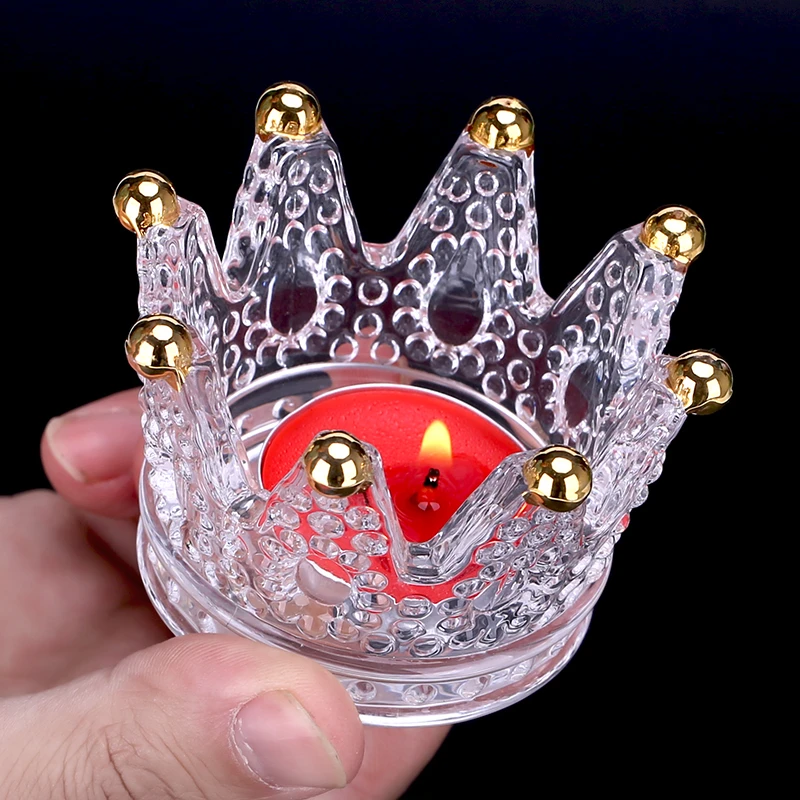 水晶皇冠玻璃烟灰缸浪漫蜡烛台创意桌面首饰架托盘收纳盒摆件