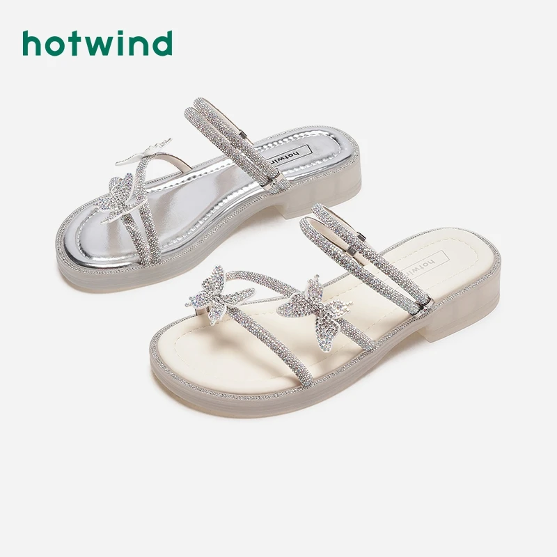 热风2024年夏季新款女士时尚拖鞋H51W4D02