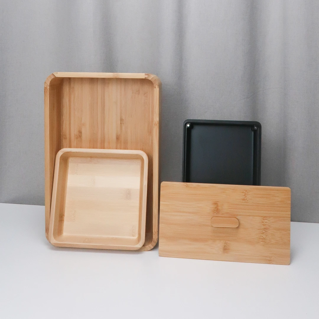 日式竹制简约三件套酒店家用同款水果摆盘家用实木坚果收纳托盘