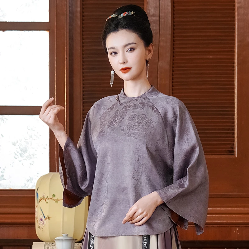 「落亭上衣」·   乐锦坊复古国风手工原创中式斜襟小众设计感小上衣