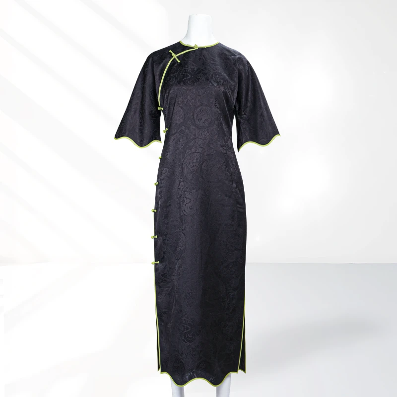 「玄青」乐锦坊中国风复古气质高端原创设计手工古法全开襟汉服旗袍