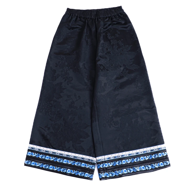 「汀兰」乐锦坊原创手工国风高档显瘦设计中式长款汉服刺绣百搭裤子