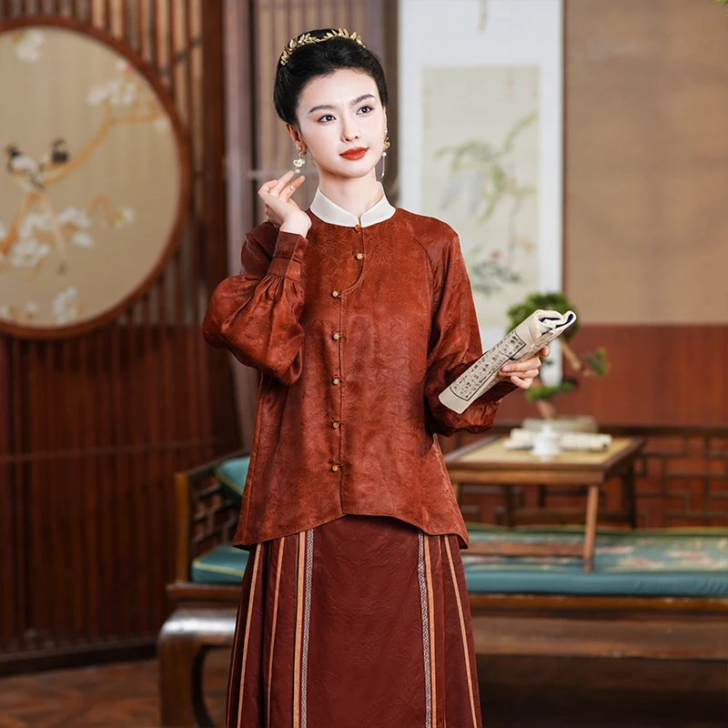 「黄栌」乐锦坊复古中国风原创设计手工立领国潮汉服小上衣百搭日常