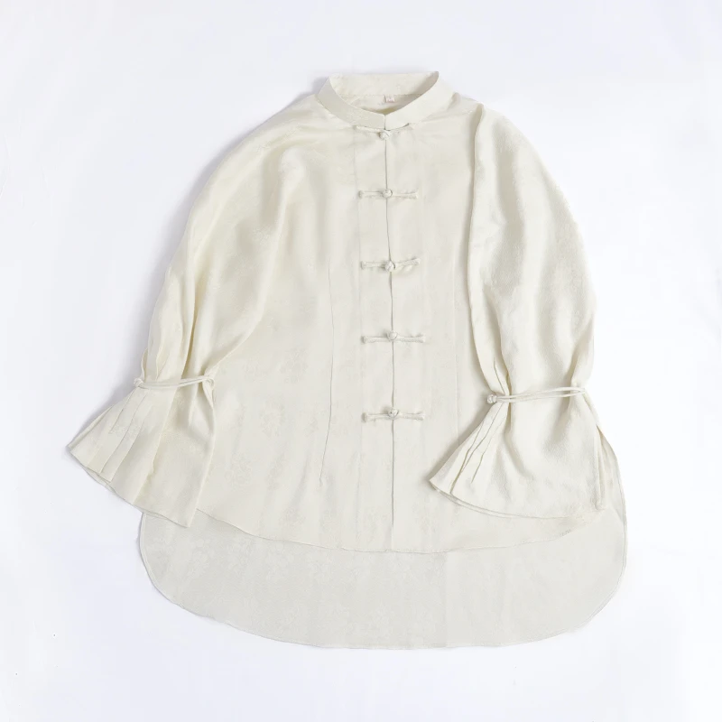 「玉铭韵」乐锦坊复古原创中式国风正绢手工设计感对襟汉服女装衬衫