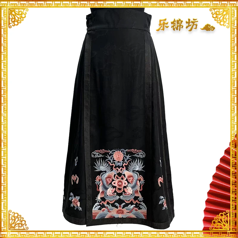 「双龙戏珠」·乐锦坊复古国风重工原创香云纱一片式手工马面裙