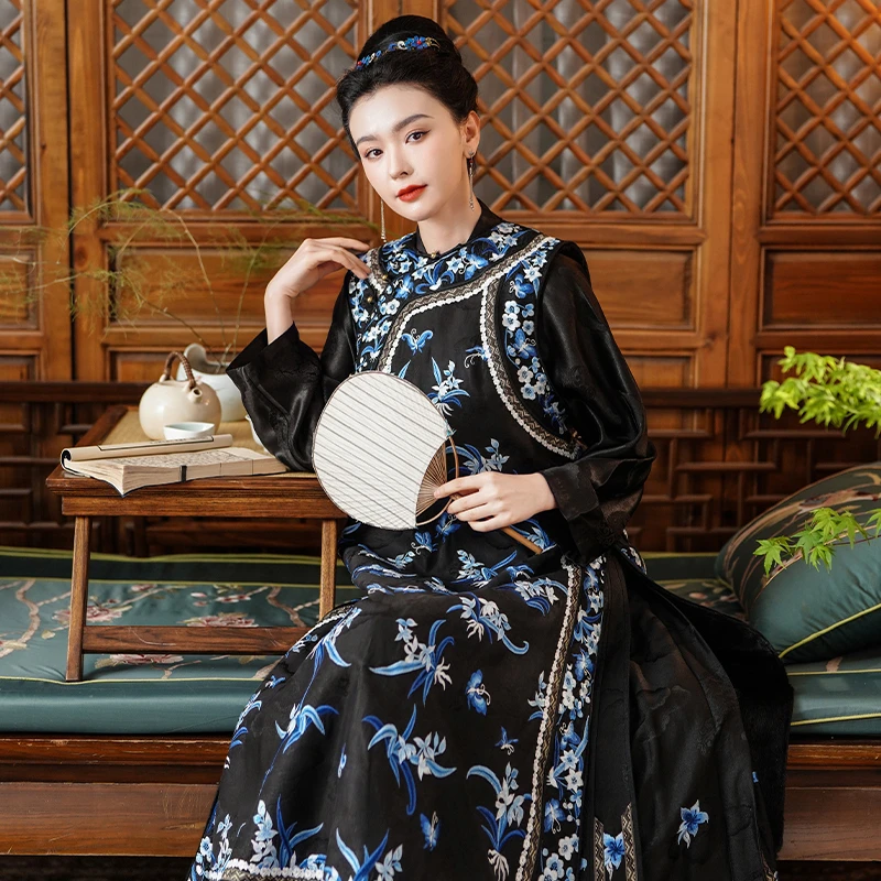 「大三蓝加厚」·乐锦坊中式国风原创复古香云纱长款日常马甲