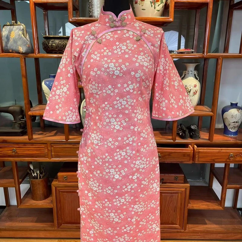 浪漫樱花古布旗袍