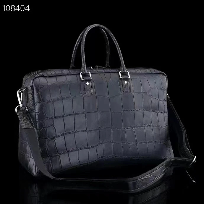 铭哥家尼罗鳄雾面行李包时尚休闲男士黑色真皮商务单肩高档百搭