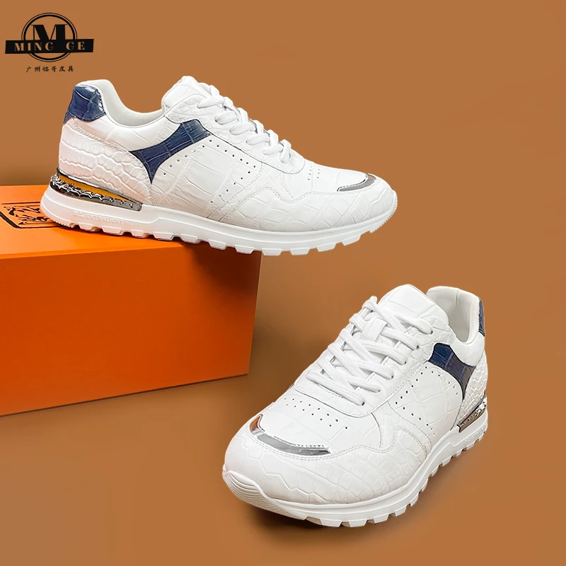 凌翰家鳄鱼皮运动休闲鞋男鞋时尚阿甘鞋百搭低帮舒适薄款潮鞋减震