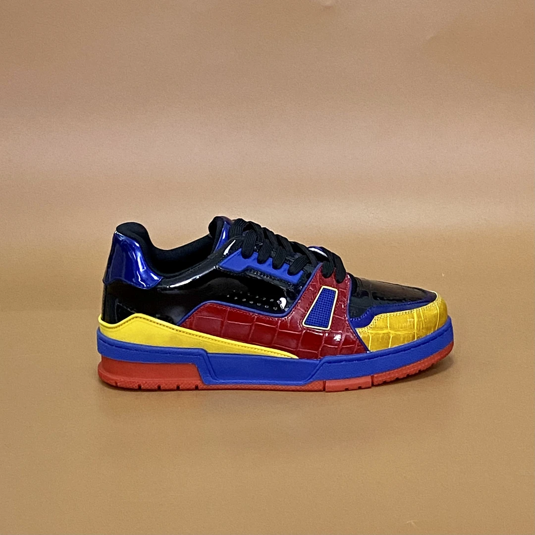 铭哥家时尚鳄鱼皮高端男鞋板鞋休闲潮鞋运动鞋通用蓝色低帮百搭