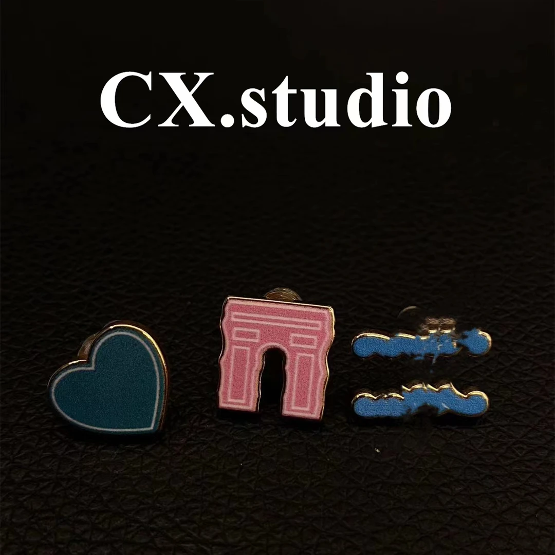 铜合金耳饰 彩色爱心小凯三件套6037