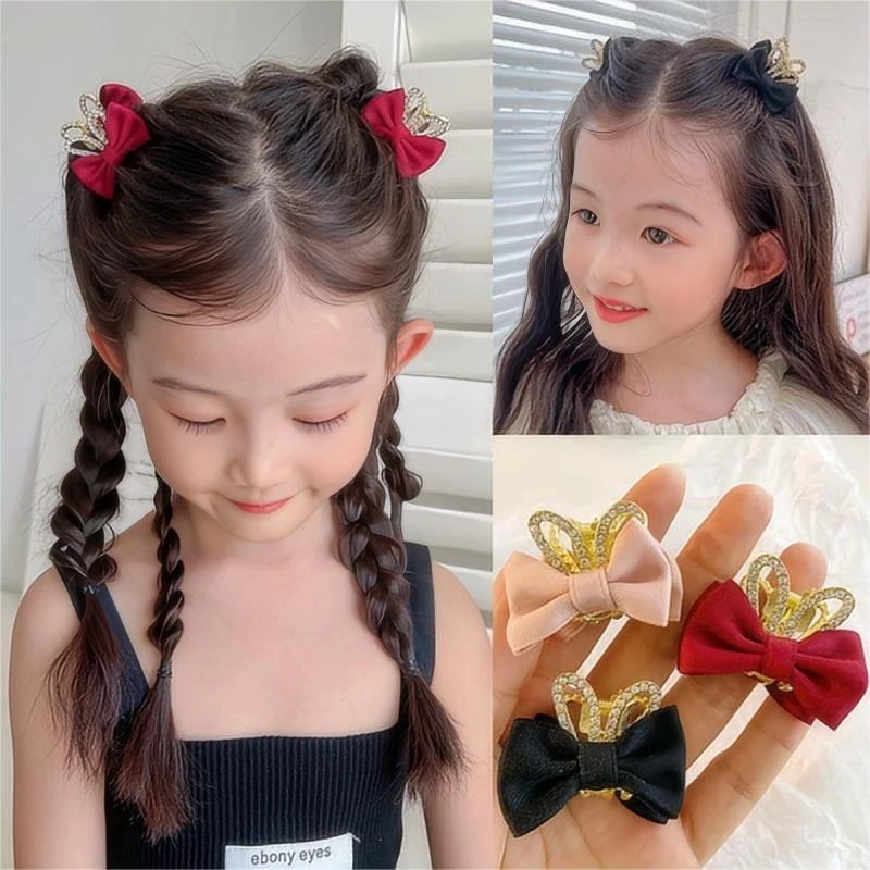 黑色刘海夹公主发卡发饰头饰儿童可爱皇冠蝴蝶结小抓夹女童侧边夹