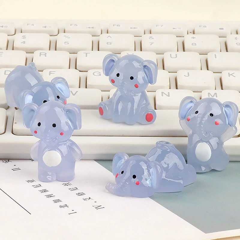 夜光大象 夜光立体大象树脂摆件 diy饰品微景观桌面装饰钥匙扣