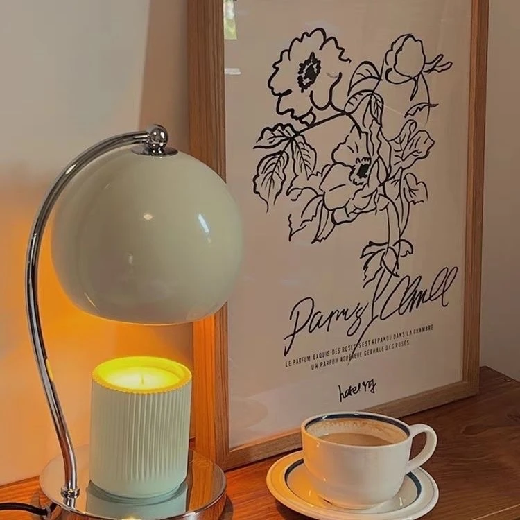 北欧简约香薰融蜡灯铁艺桌面小夜灯浪漫卧室床头灯无火融烛灯高级