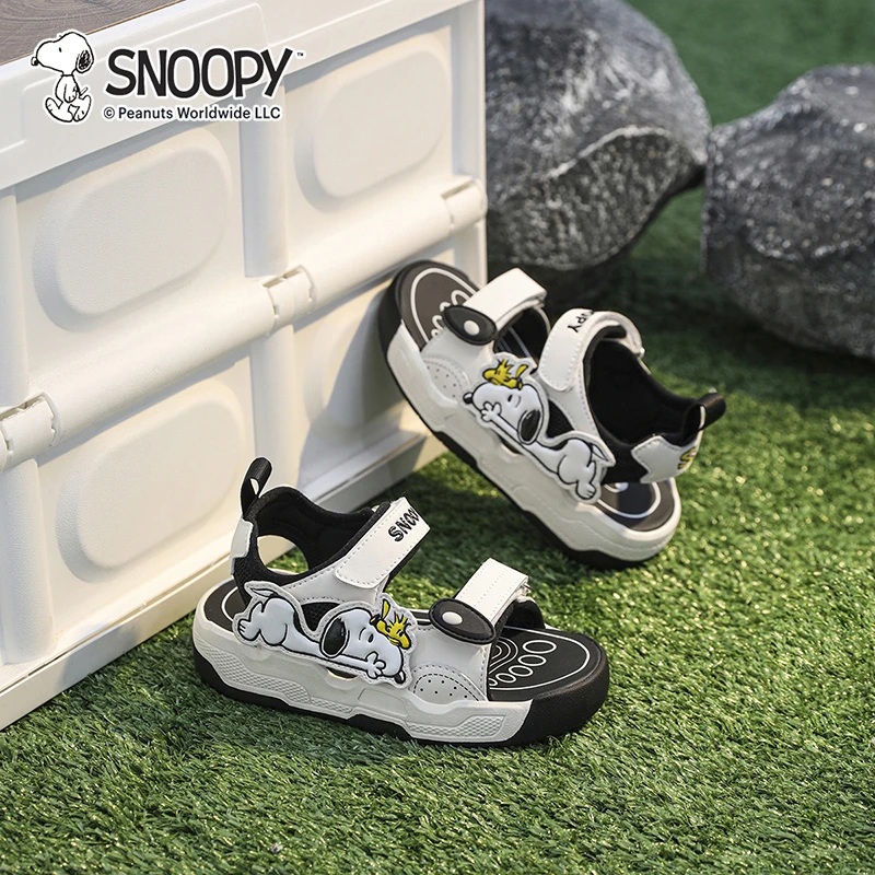 史努比儿童凉鞋2024夏季新款魔术贴个性狗狗贴儿童节休闲软底透气