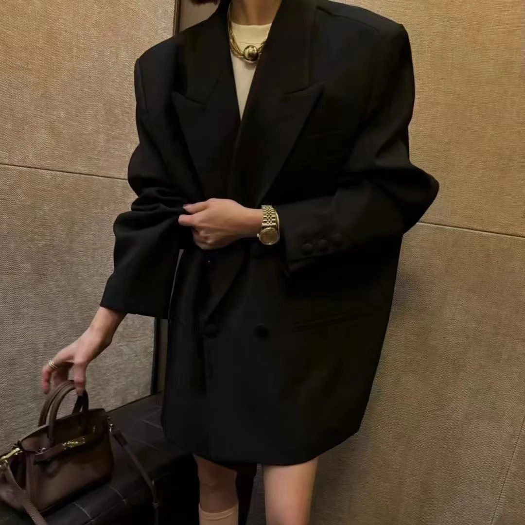 【曹艳·精选】定制双排扣光料西装宽松外套时尚百搭气质轻奢小众