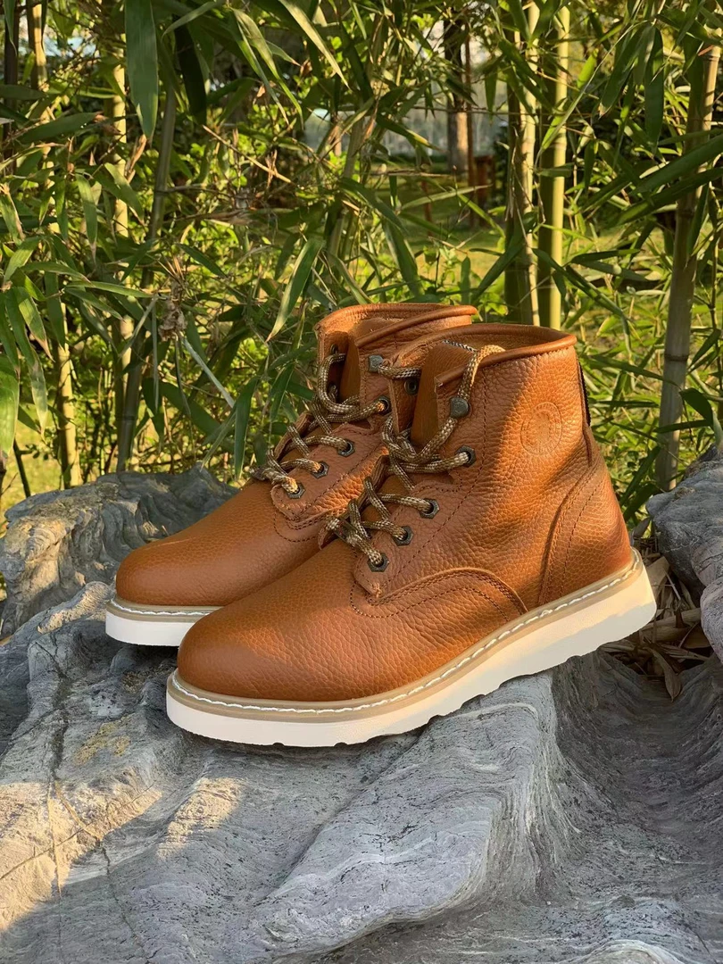 外贸高品质固特异工艺头层牛皮工装鞋男鞋靴户外马丁靴机车靴