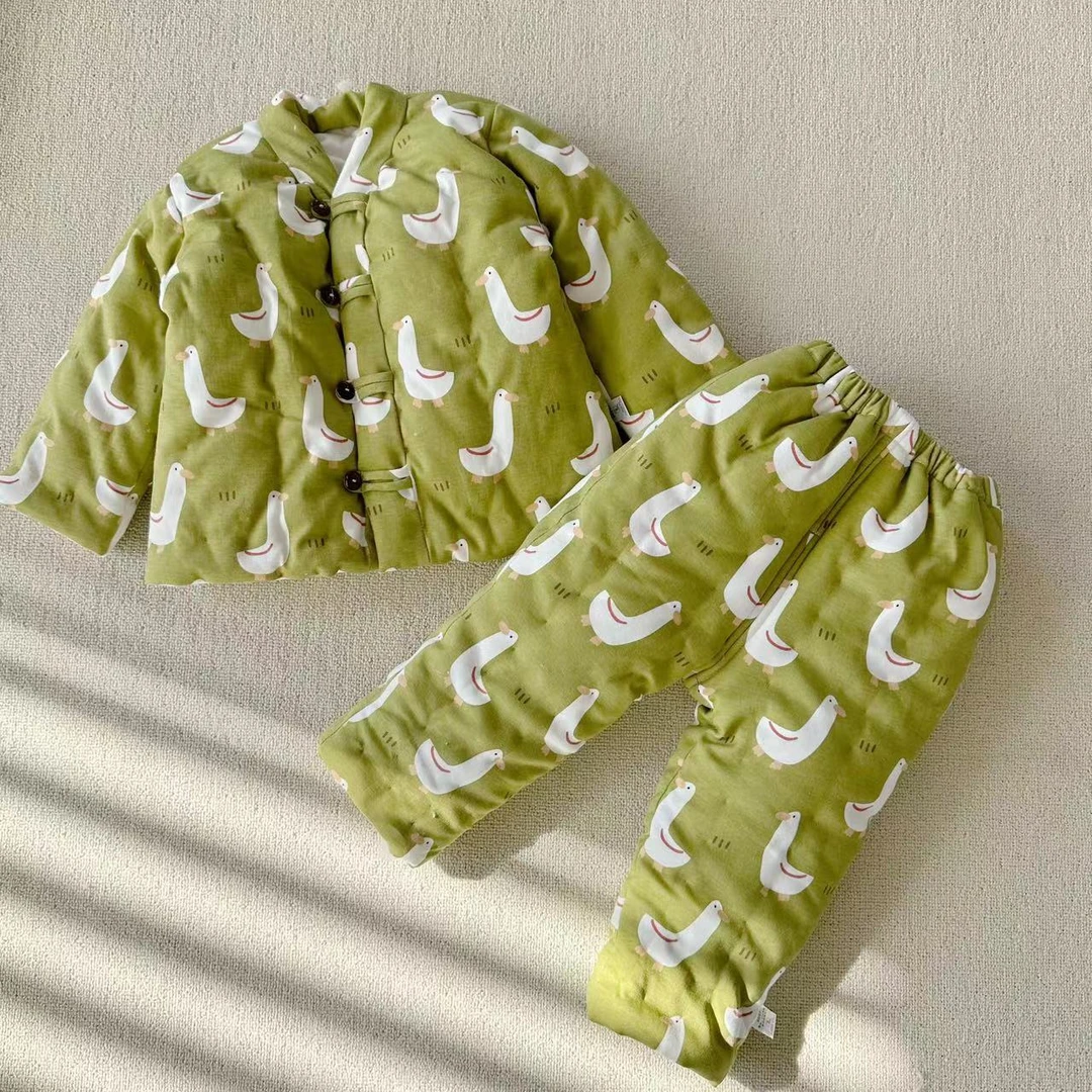 纯手工婴幼儿棉花棉服宝宝纯棉套装儿童外出服加厚冬款男童冬款