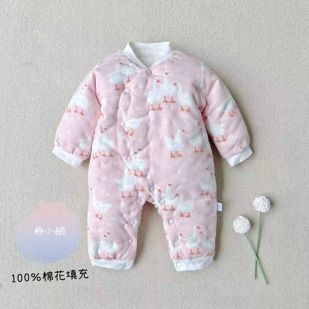 春款薄棉婴幼儿棉花连体衣新生儿哈衣婴儿棉衣宝宝纯棉爬服
