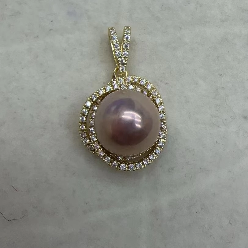 天然淡水珍珠吊坠11-14mm有瑕疵近圆多样性发其一配件不报色056