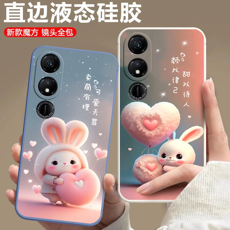 华为荣耀畅玩40s手机壳WDY-AN00液态硅胶保护套全包防摔可爱兔