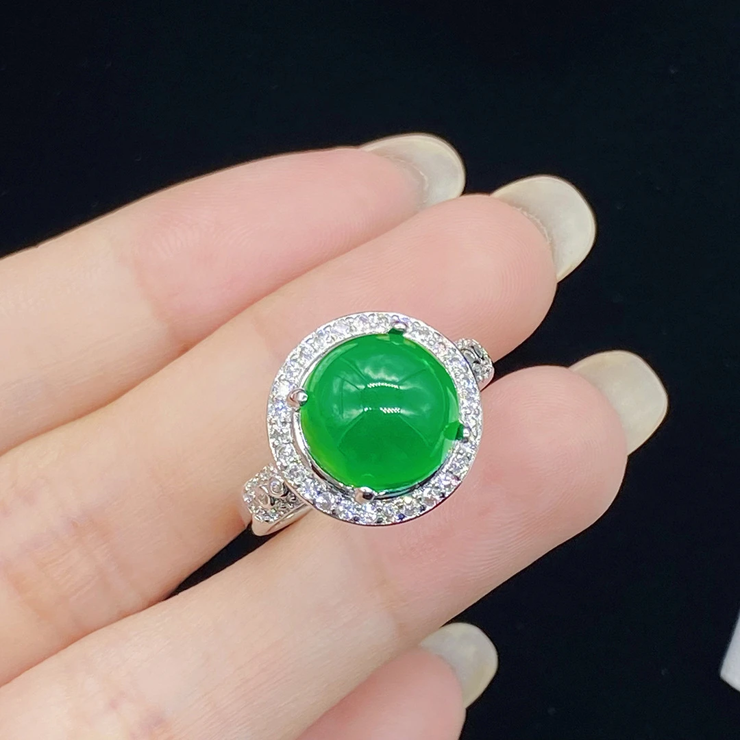 铜合金合成锆石戒指 轻奢气质百搭设计时尚绿色戒指J0988-2037