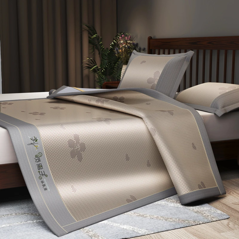 夏天冰藤席夏凉席三件套冰丝凉席学生宿舍单人可机水洗空调软席子