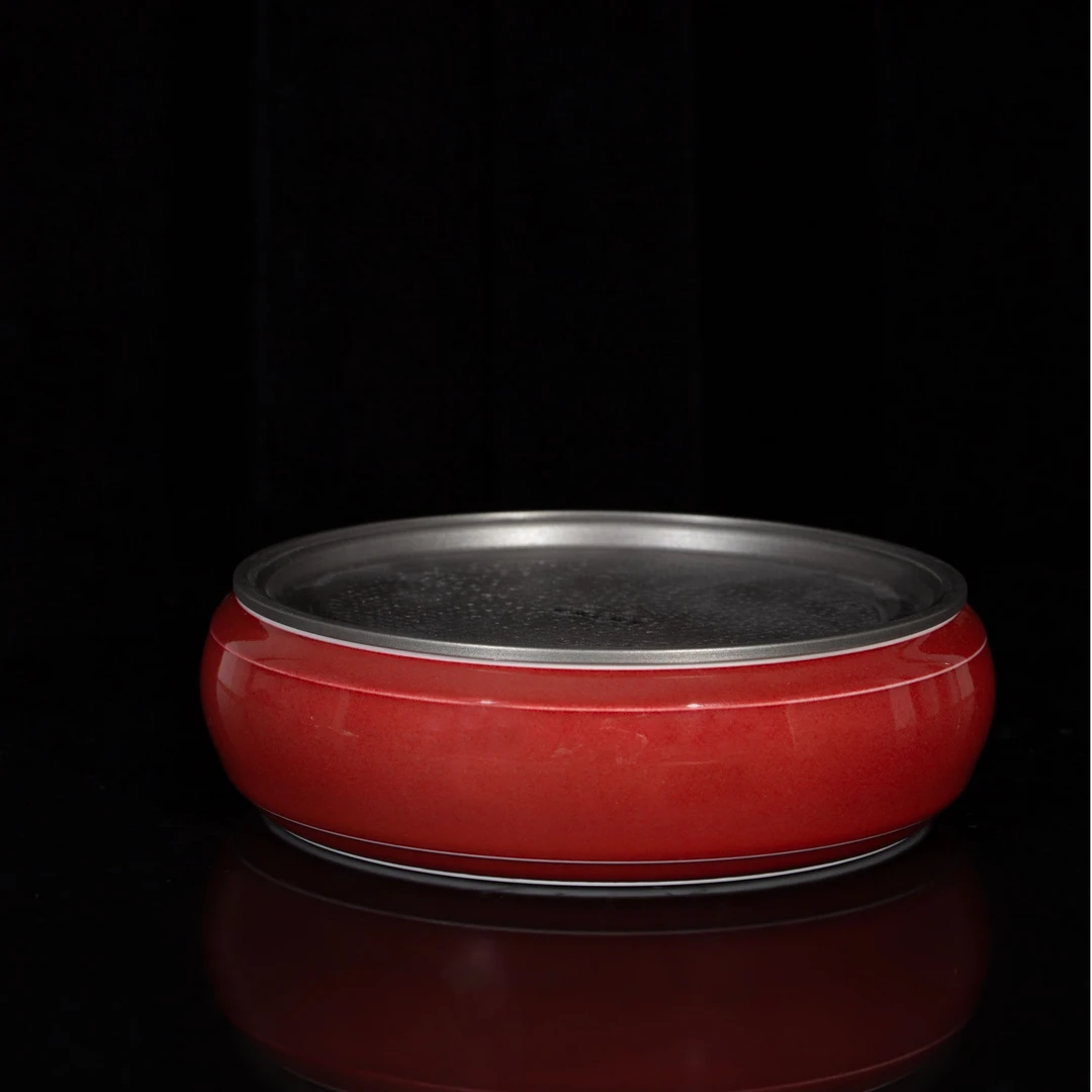 耕道堂霁红釉陶瓷-腰鼓壶承手工干泡简约轻奢小型茶盘