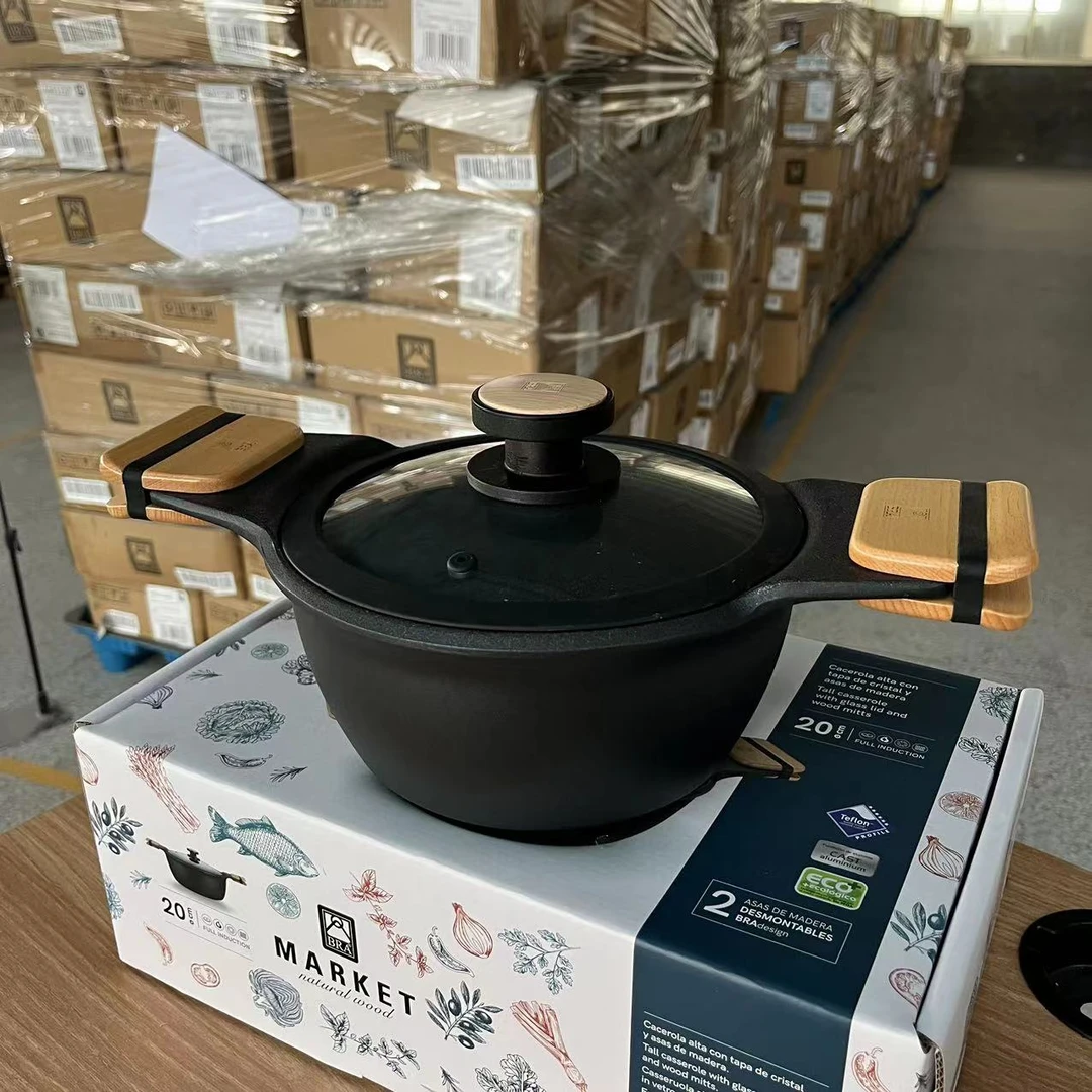 出口西班牙锅具BRA20cm不粘汤锅木柄