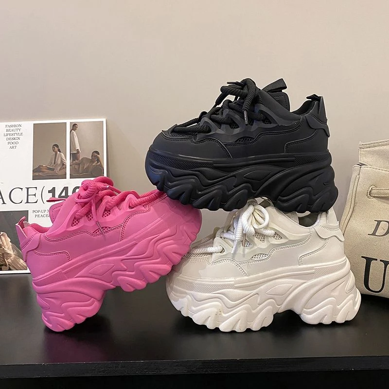 2023秋季新款小个子增高时尚老爹鞋韩版百搭系带运动小白鞋休闲鞋